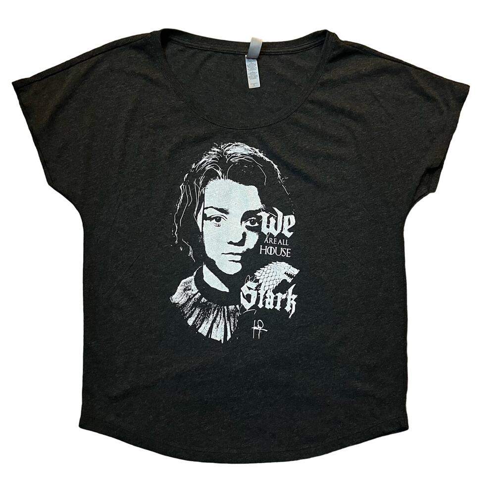 Game Of Thrones Women's SM Aria Stark We Are All House Stark Graphic T-shirt